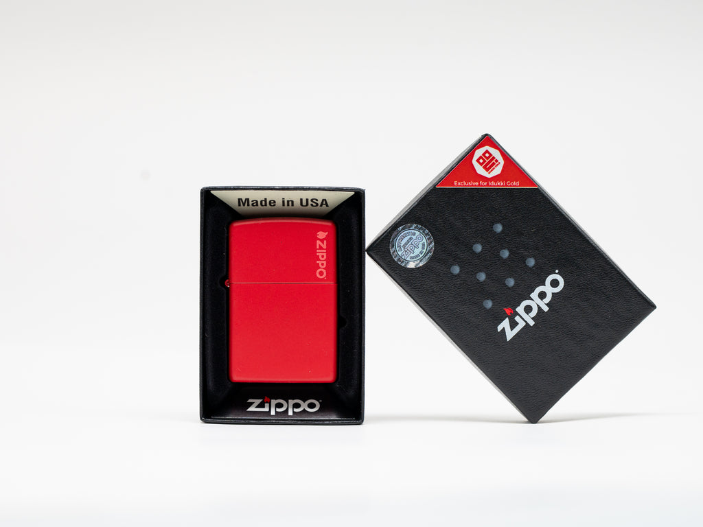 Classic Red Matte Zippo Logo – Black Label